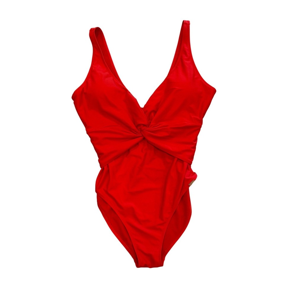 Nicole Miller New York Red Twist Front One Piece Swimsuit Womens Plus Size‎ 2X